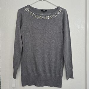 Premise Sweater  Silver Metallic Sequin Crewneck